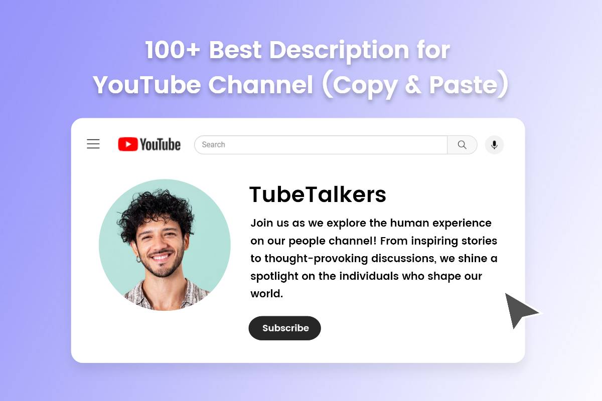Best description for youtube channels cover