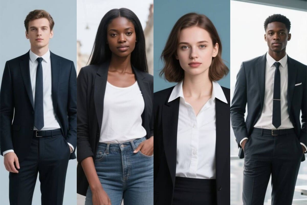 Quatre photos professionnelles générées par l IA dans différents styles