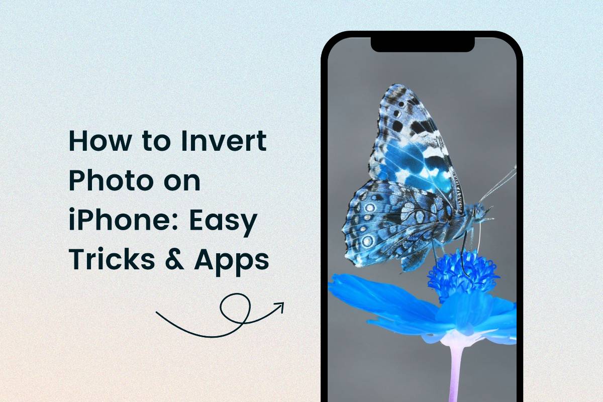 Inverted butterfly image on iphone with slogan