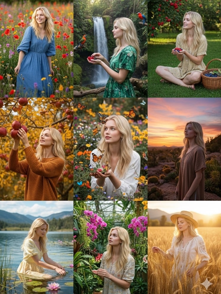 3x3 grid portrait generated image