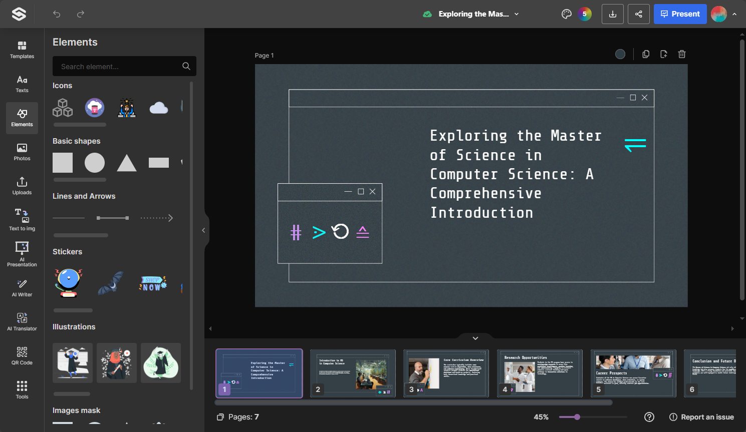 customize the ai generated presentation in slidesgo