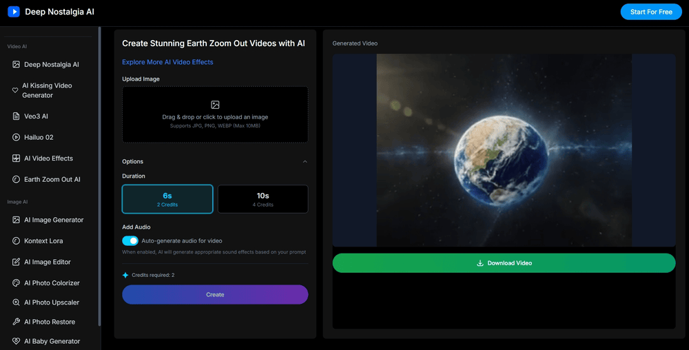 Deep Nostalgia AI Earth Zoom Out