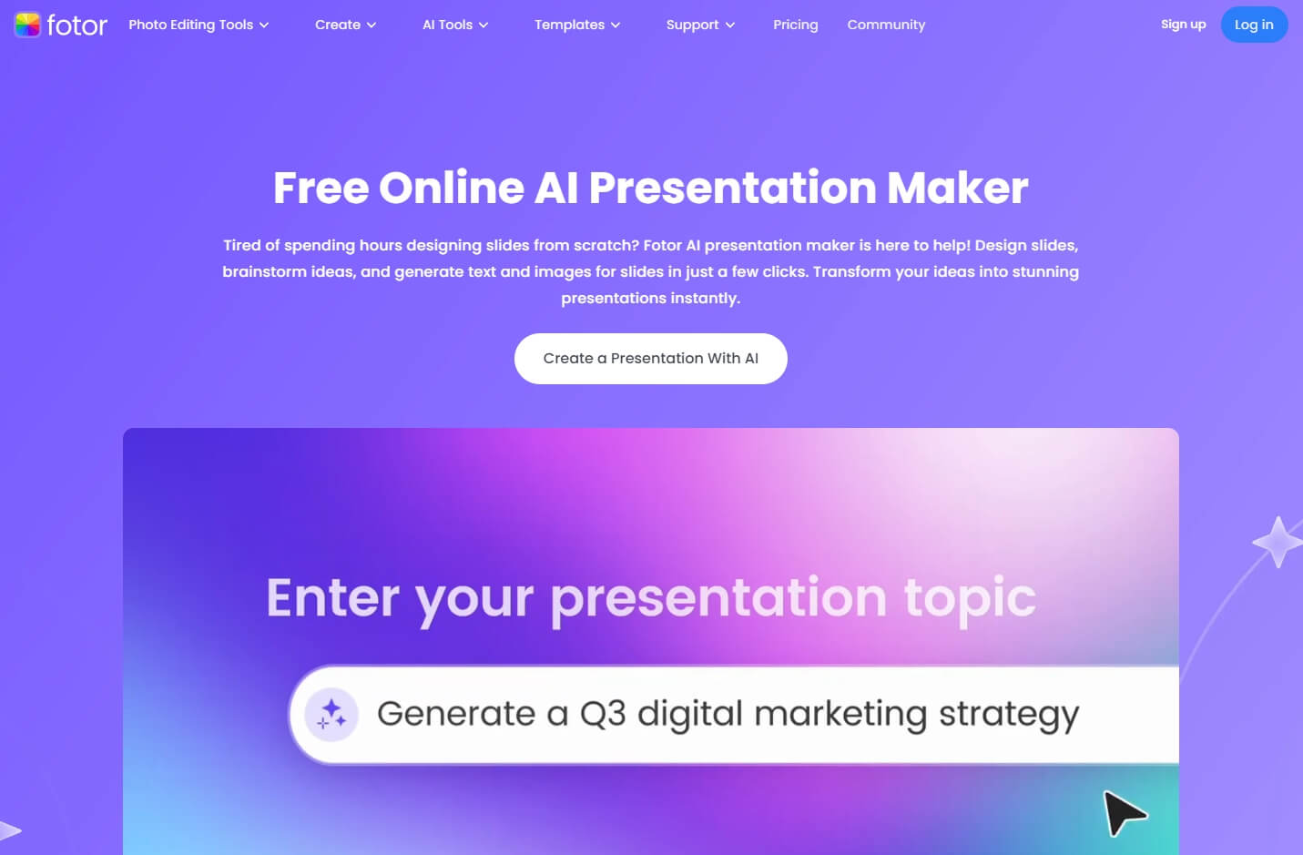 Fotor AI presentation maker