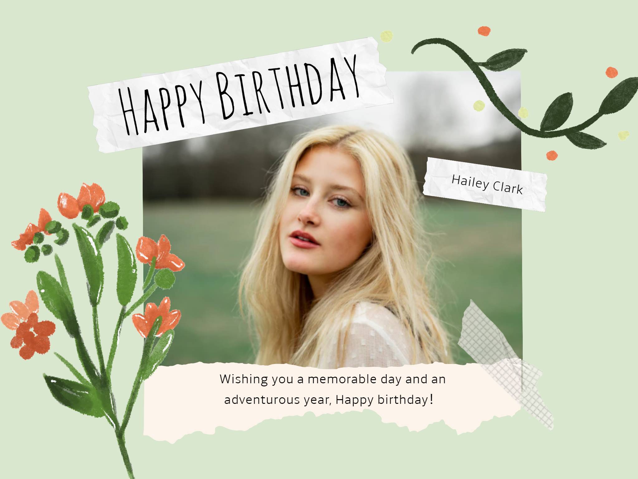 Green Happy Birthday Card