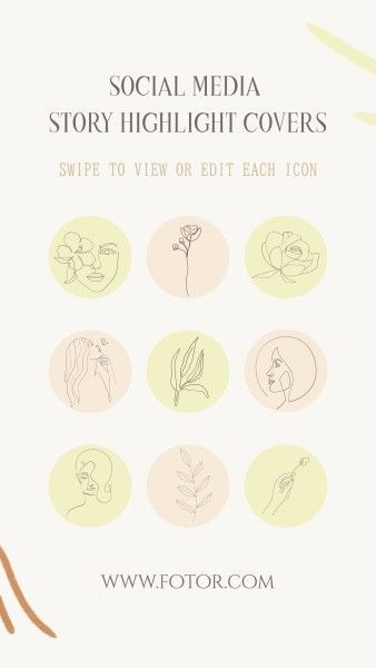Illustrated Line Art Feminine Characters Instagram Highlight Cover