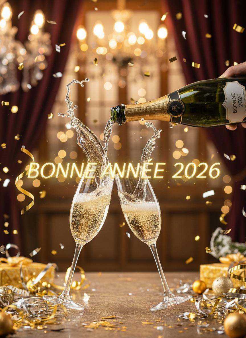 Image de bonne année avec champagne