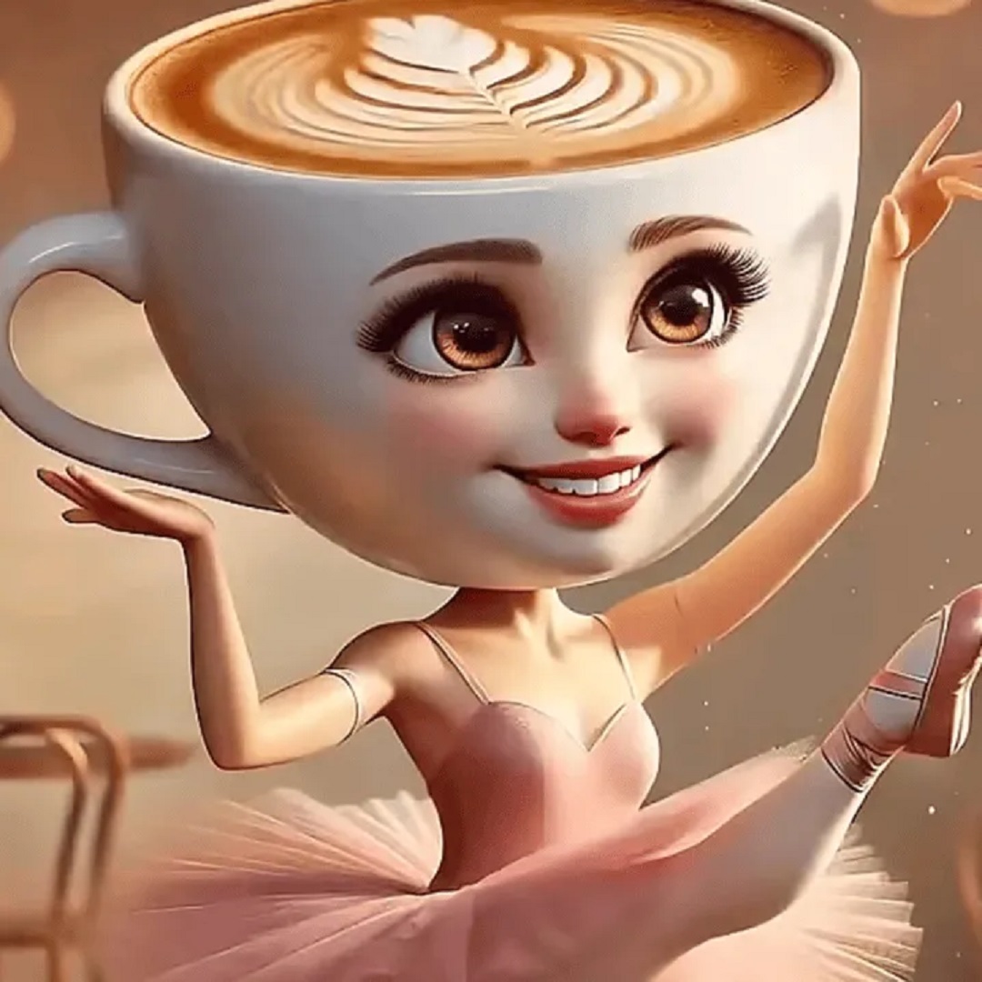 .バレリーナカプチーナ ピンクのスカートでカプチーノとバレリーナを組み合わせたキャラクター