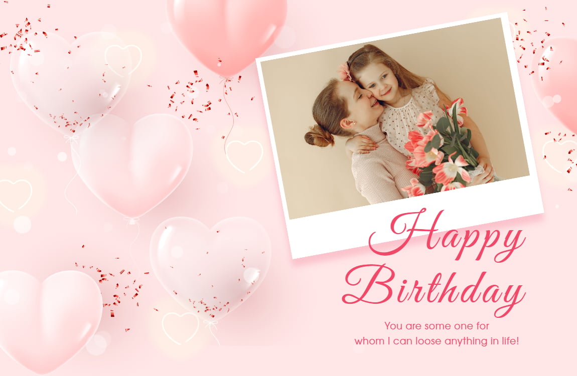 Pink 3d Illustration Hearts Birthday Card