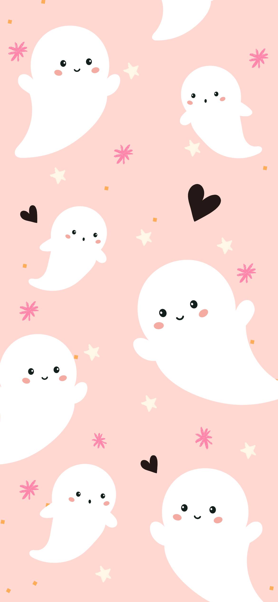 pink halloween cute ghosts