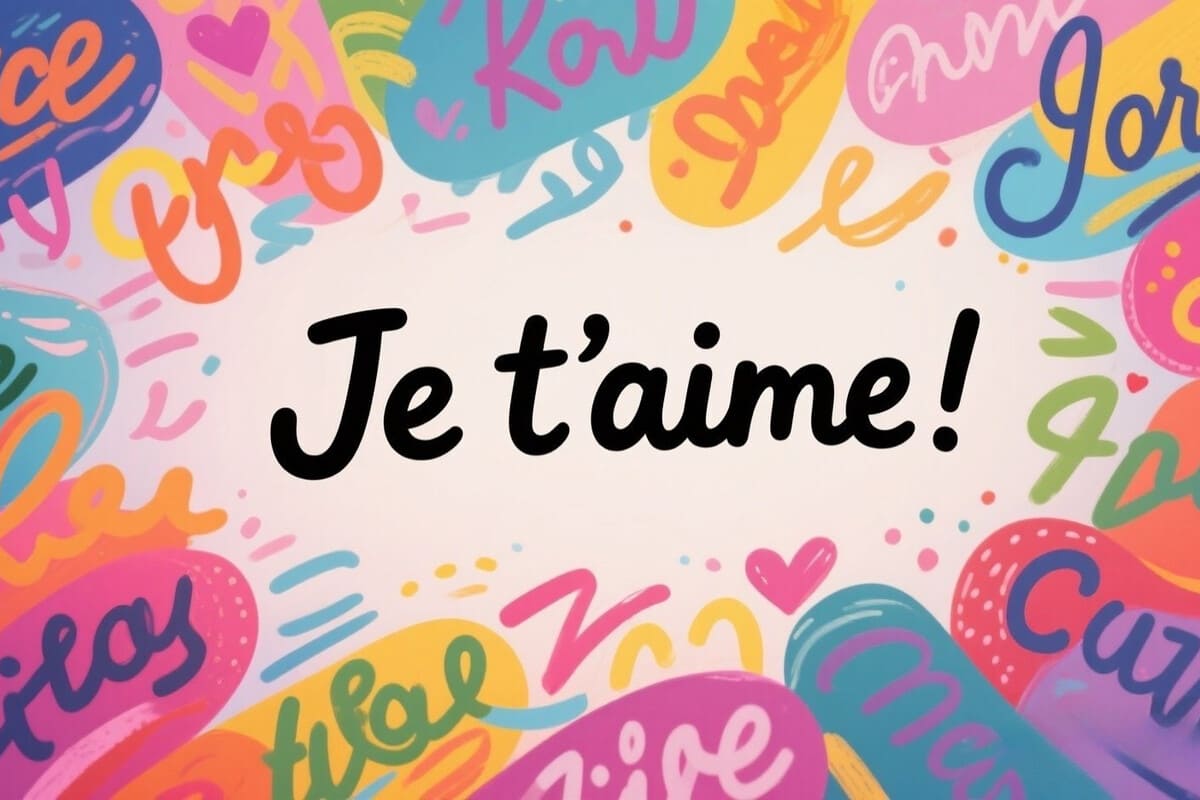 Une image colorée avec des textes en police d'écriture manuscrite