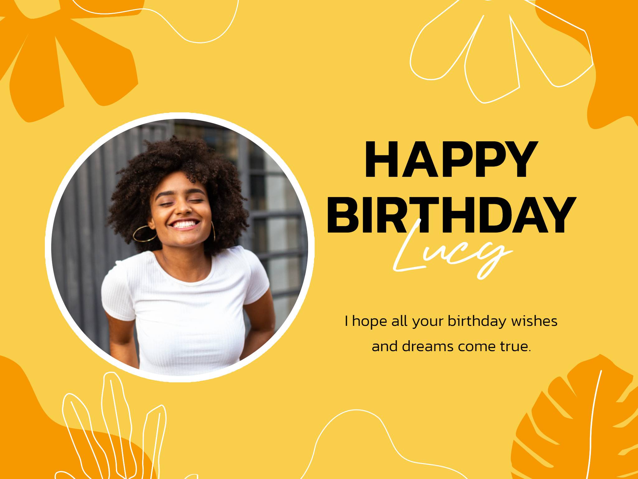 Yellow Simple Illustration Happy Birthday