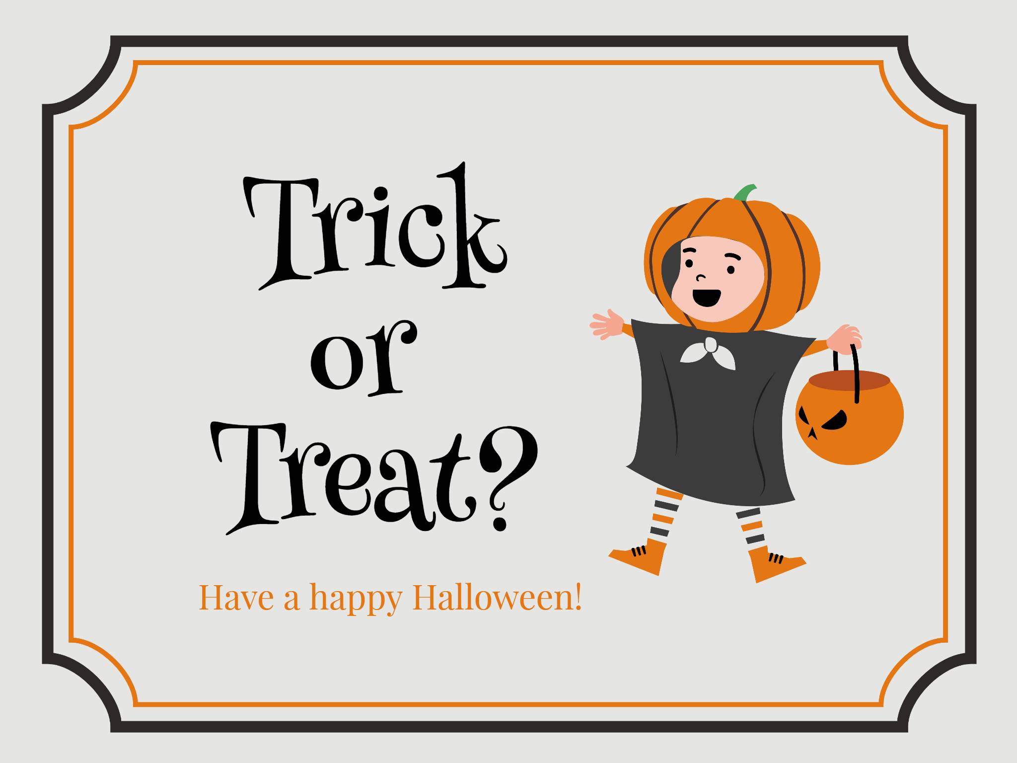 yellow cute halloween card