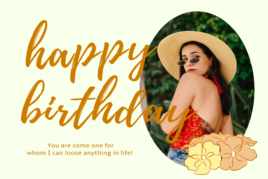 a woman with birthday character on the left