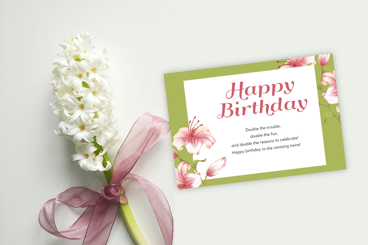 birthday card with wishes for twins