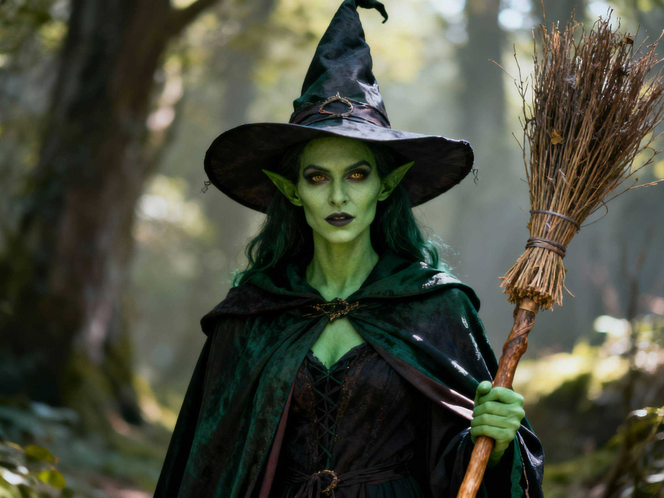 Maquillage sorcière vert