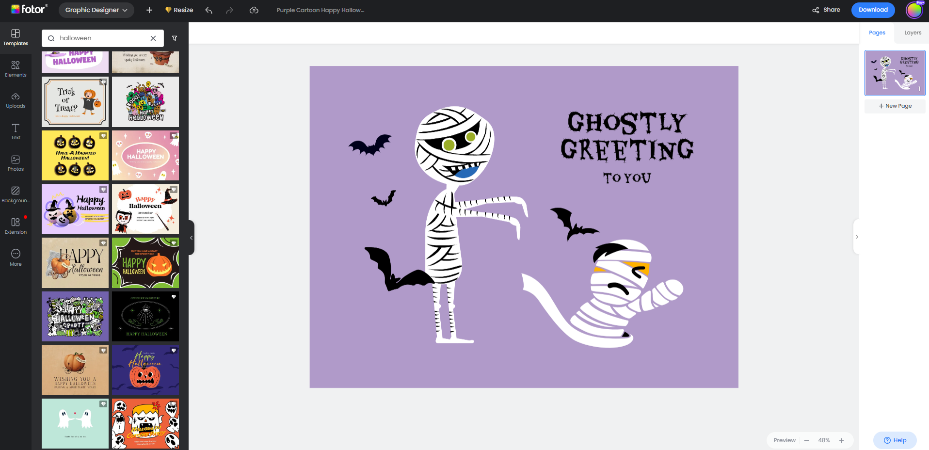 make a stunning halloween card in fotor