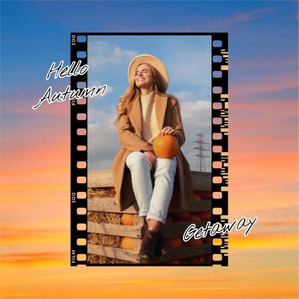Orange Retro Autumn Travel Vlog Cover
