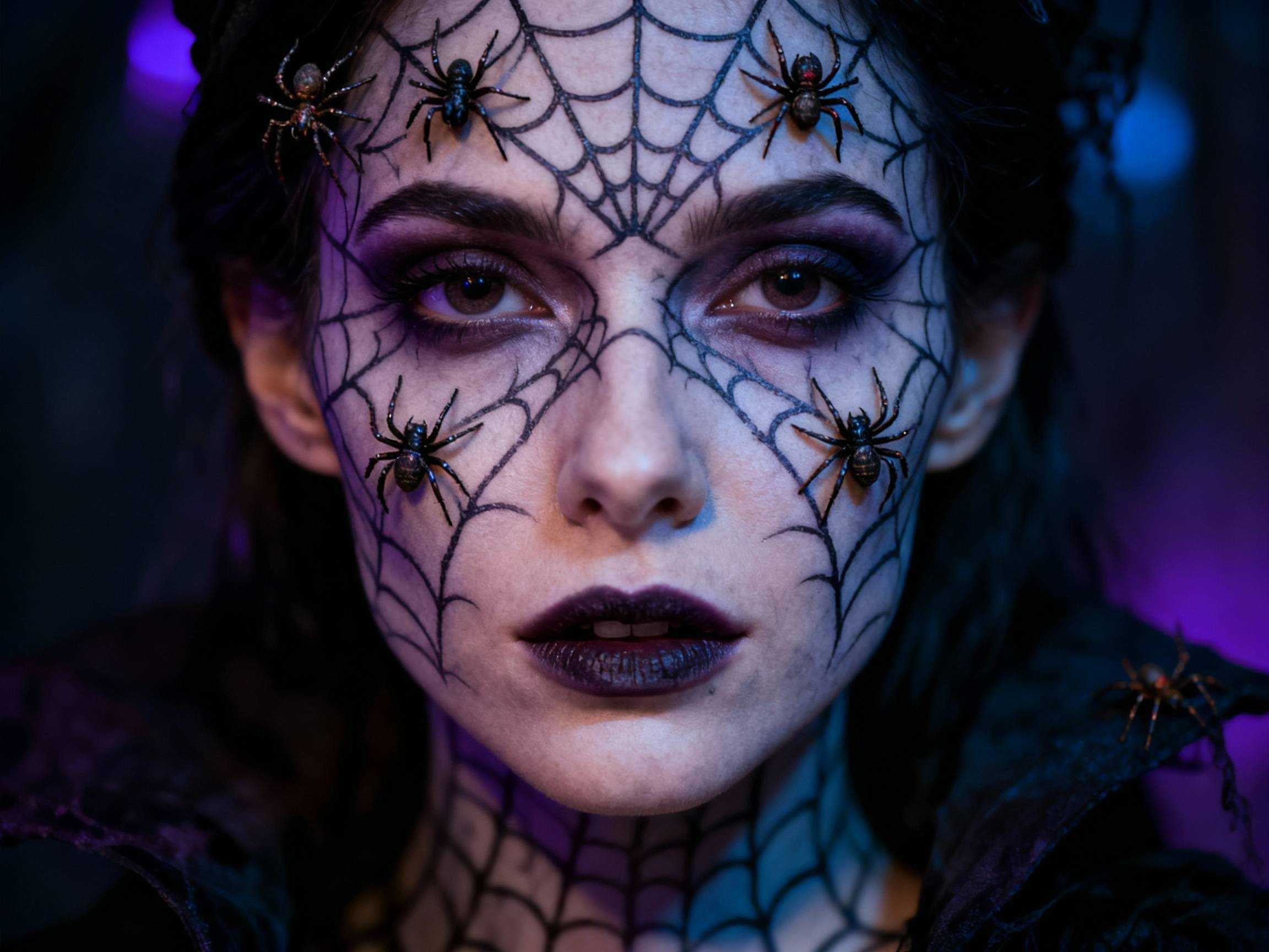 Idées de maquillage sorcière aux yeux toile d'araignée