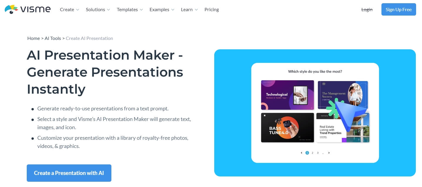 visme ai presentation maker