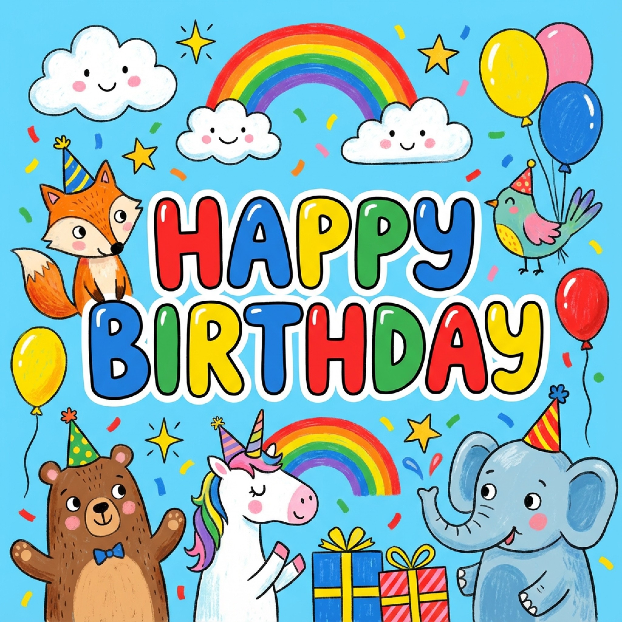 Cartoon Land theme birthday card generated with fotor