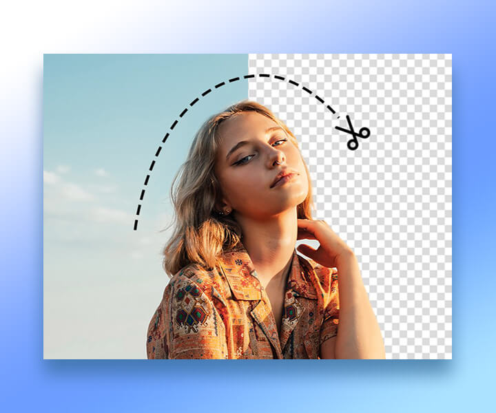 Female portrait with a transparent PNG background edited using Fotor photo editor