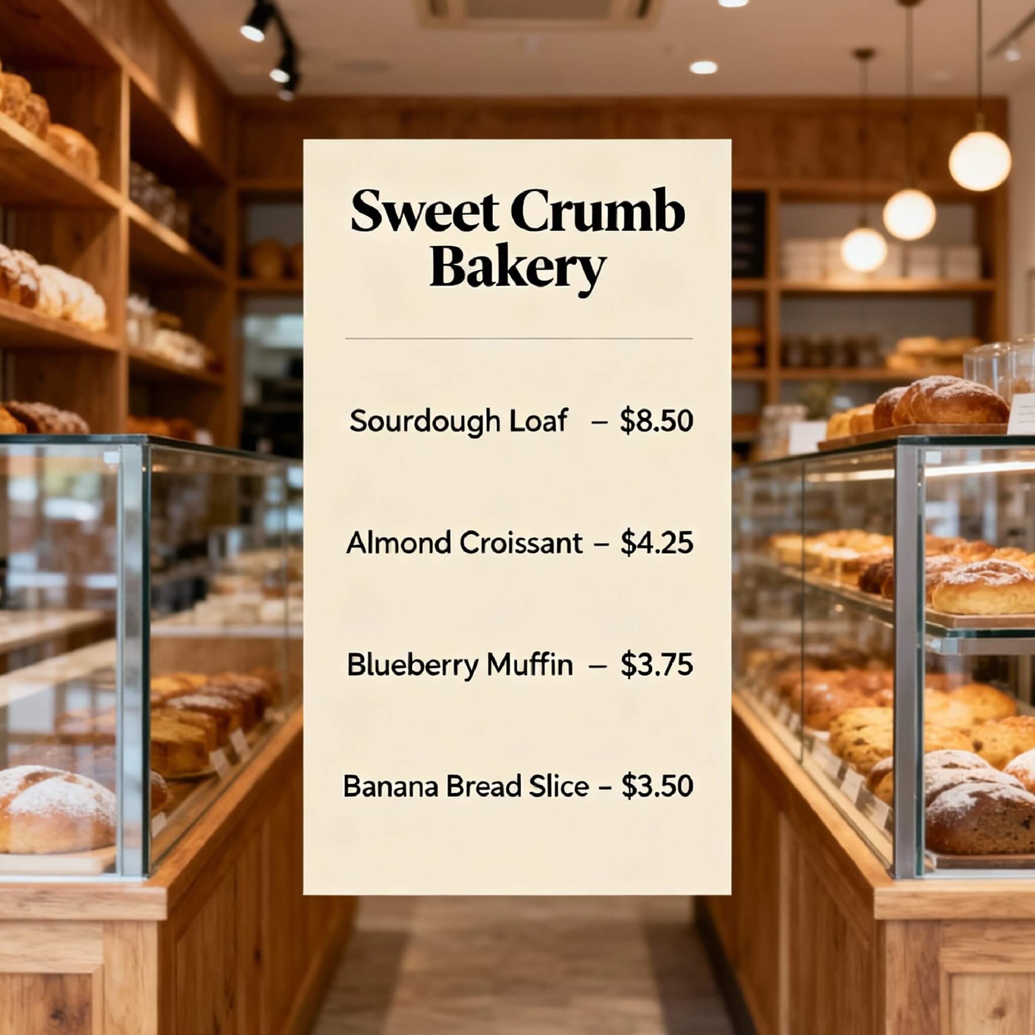 Minimal bakery theme menu generated with fotor ai menu generator