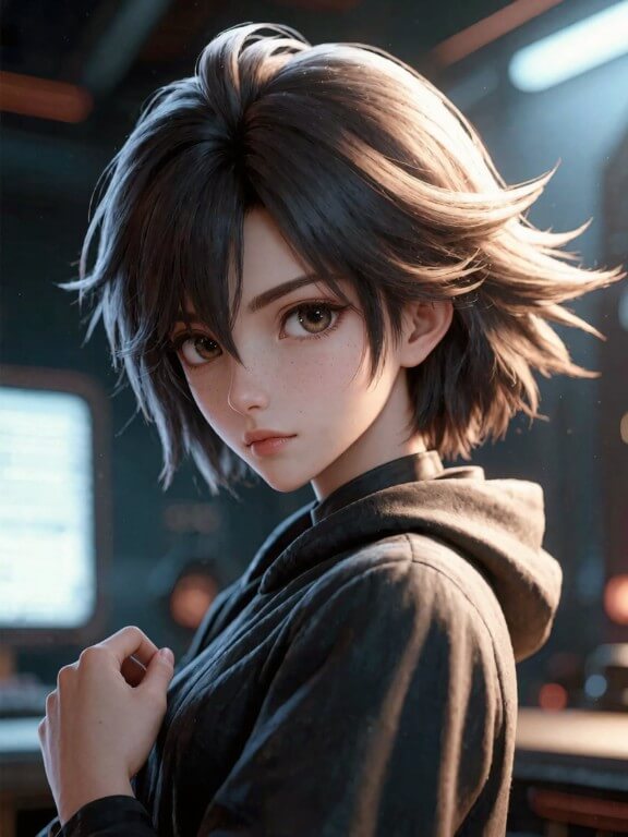 A 3d anime image of a woman