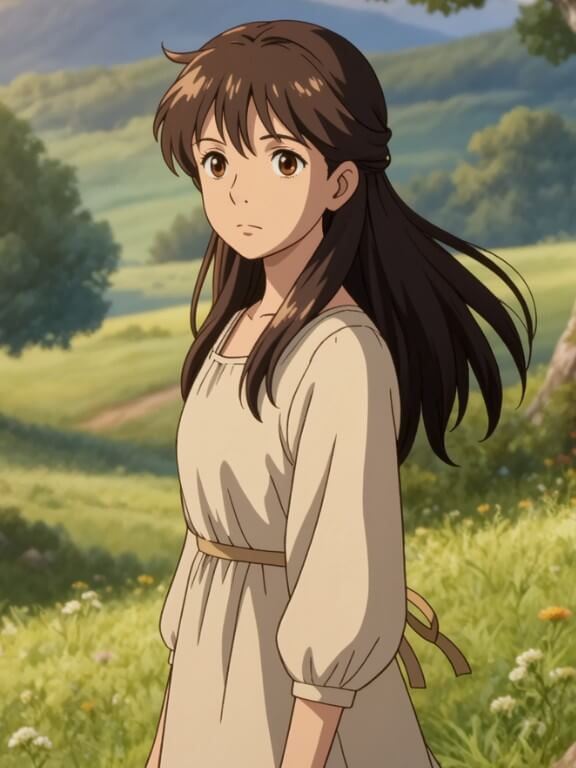 A ghibli anime image of a female