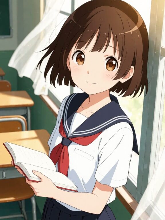 A school anime image of a girl