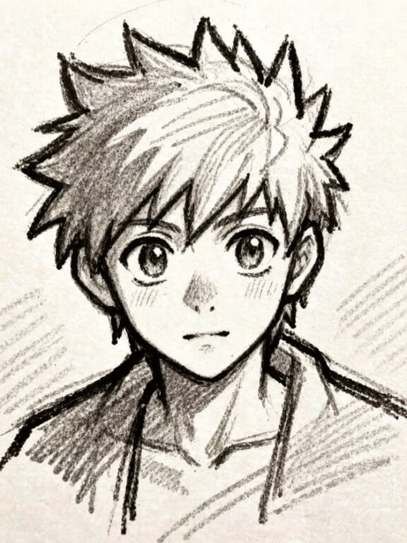 A sketch anime image of a boy