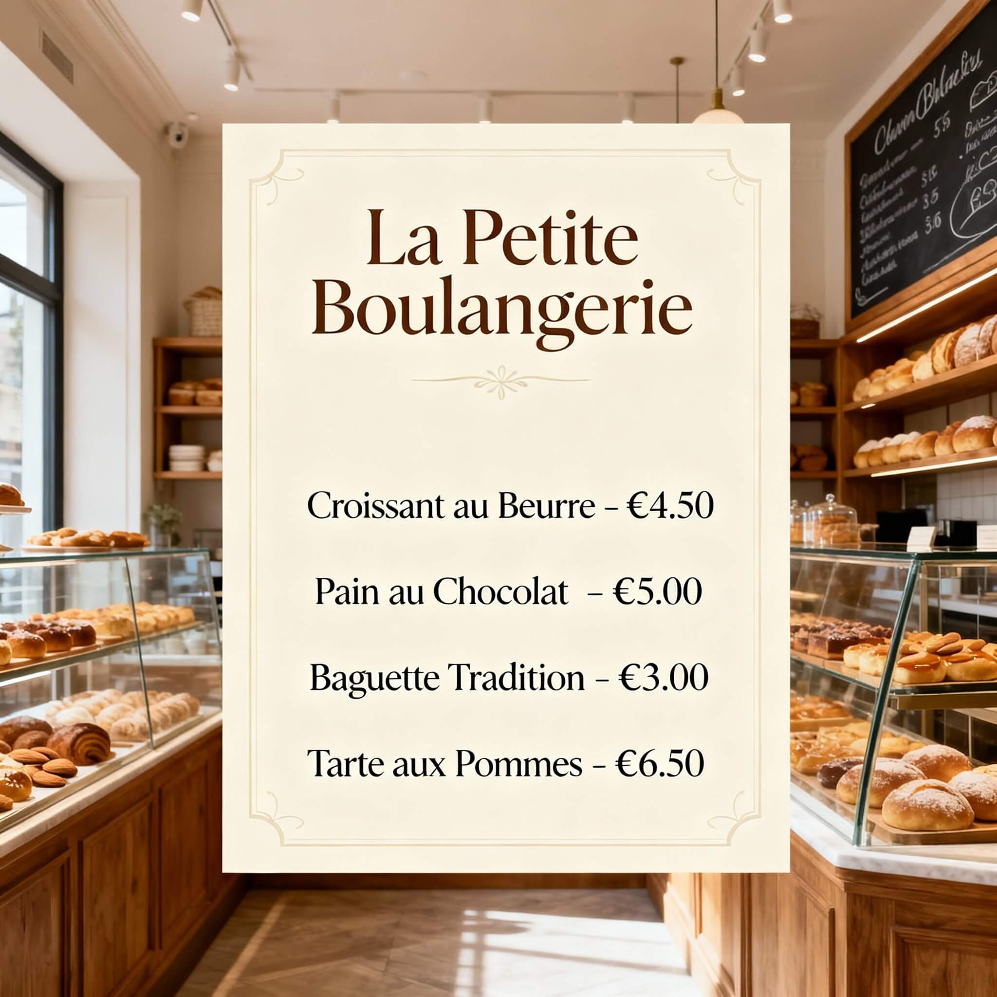 French bakery theme menu generated with fotor ai menu generator