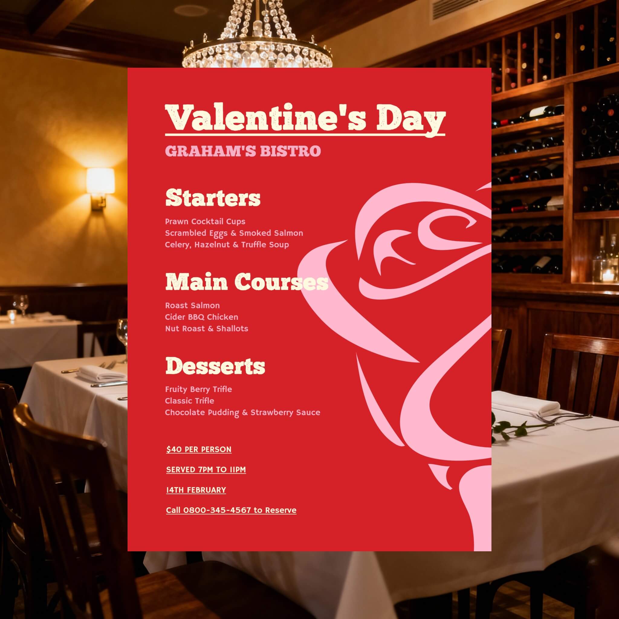 Red valentine menue template of fotor ai menu maker