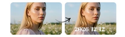 Add date to photo banner image for mobile
