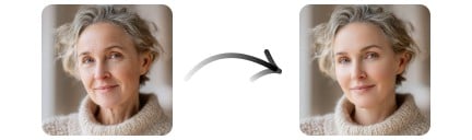 Before and after image of using Fotor wrinkle remover for mobile