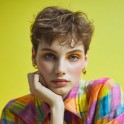 A color thumbnail image of a short haired woman