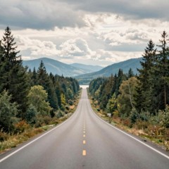A long road to a mountain thumbnail