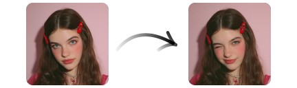 Before and after comparison of changing the female facial expression with Fotor AI