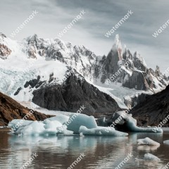 Snowy mountain landscape with watermark example 2