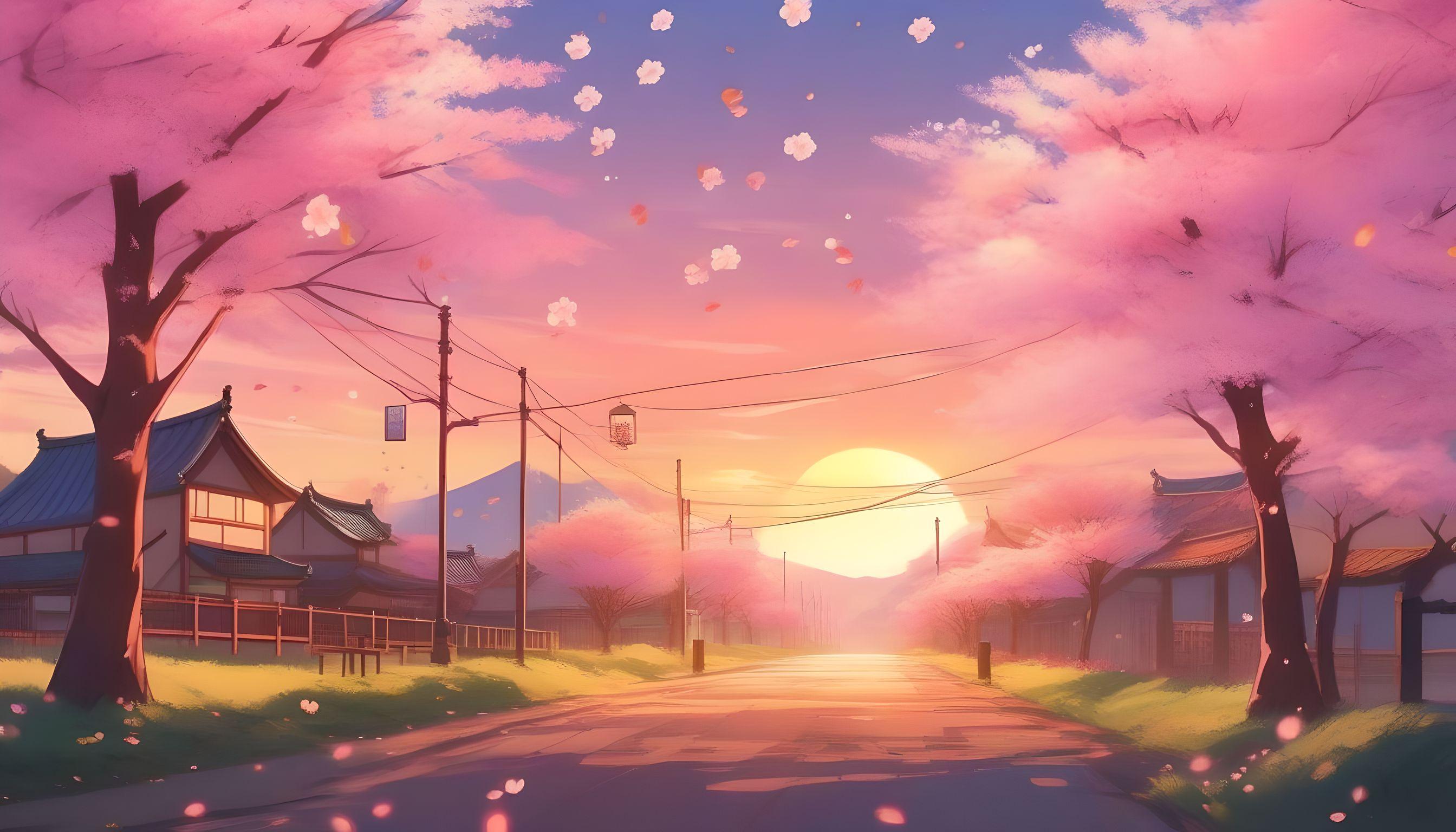 AI desktop background of anime landscape 1
