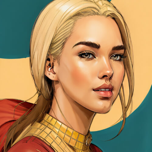 AI female selfie avatar in American comic style