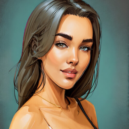 AI female selfie avatar in oil painting style