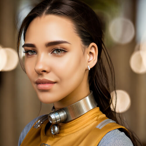 AI generated female avatar in a yellow gaming outfit
