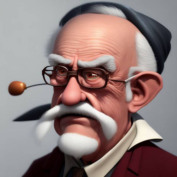Un vieil homme à la barbe blanche, portant des lunettes et arborant un air sérieux