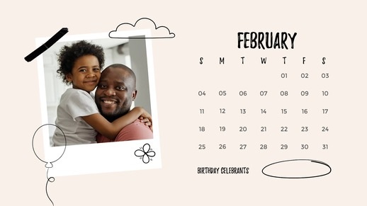Calendrier photo style dessin beige