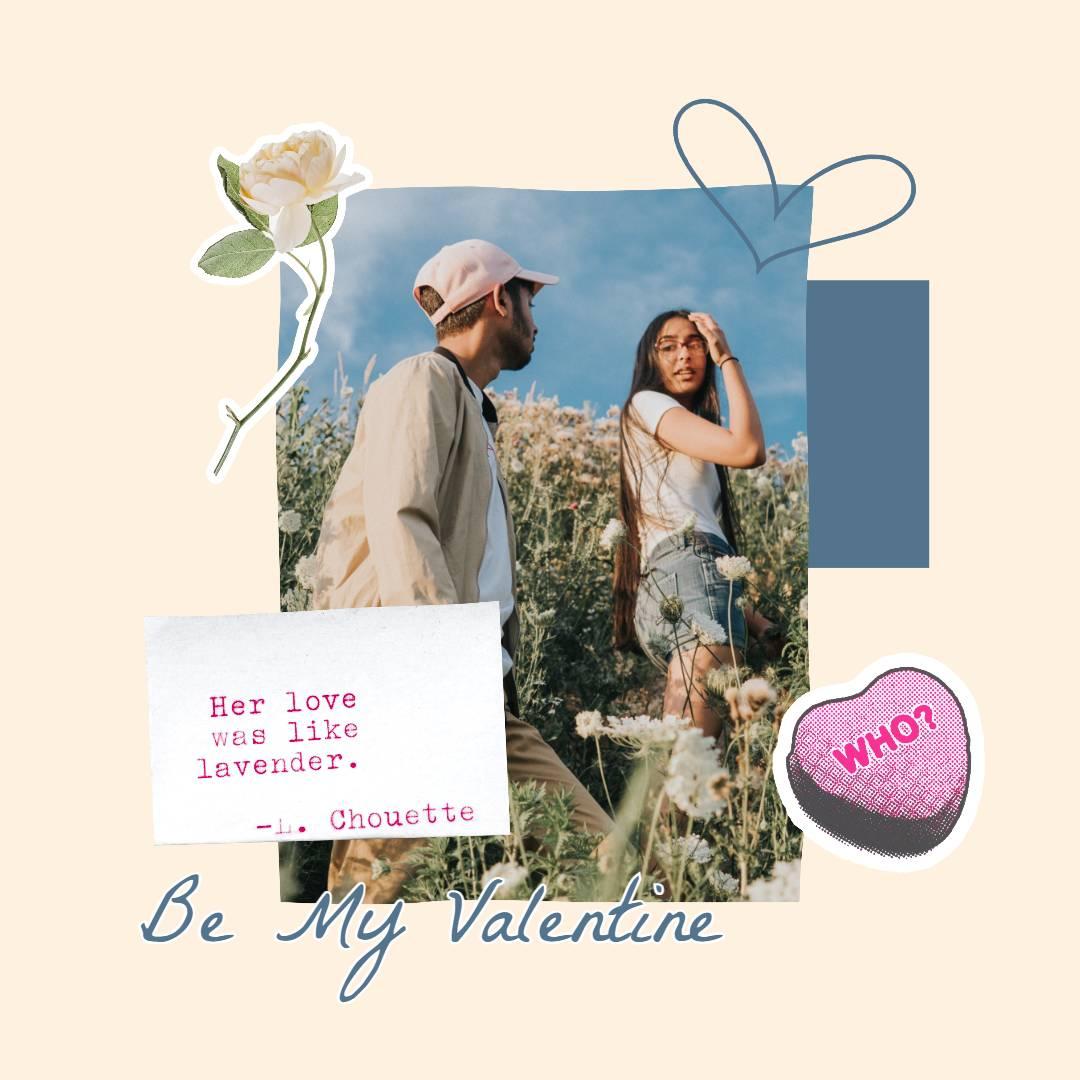 Illustrazione beige Giorno di San Valentino Citazione d'amore Messaggio Instagram