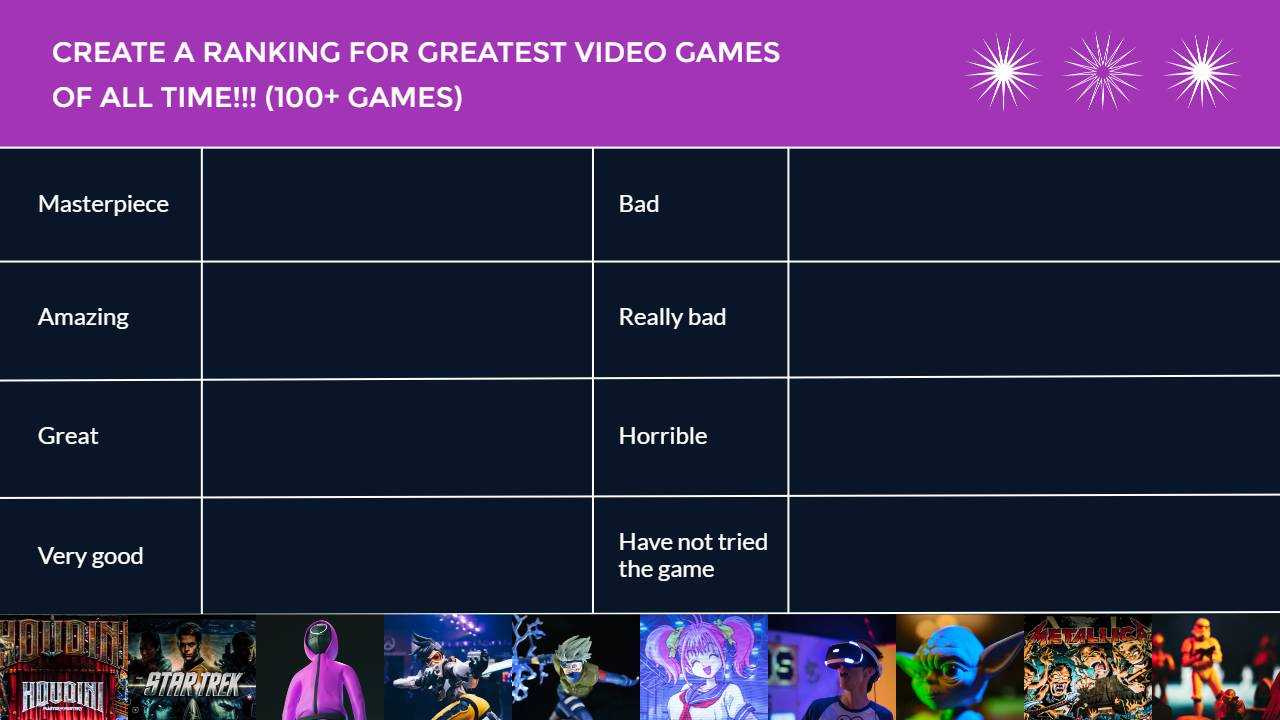 Black And Purple Modern Video Games Tier List