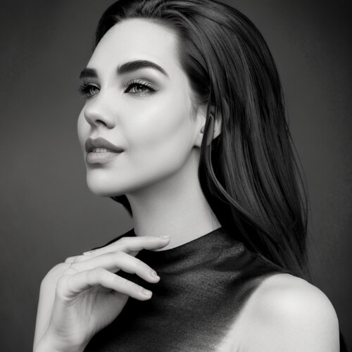 Black and white AI female avatar