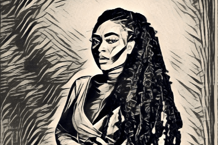 Black and white sketch female portrait