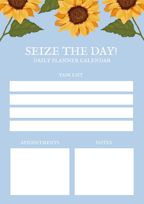 Calendrier quotidien avec tournesol