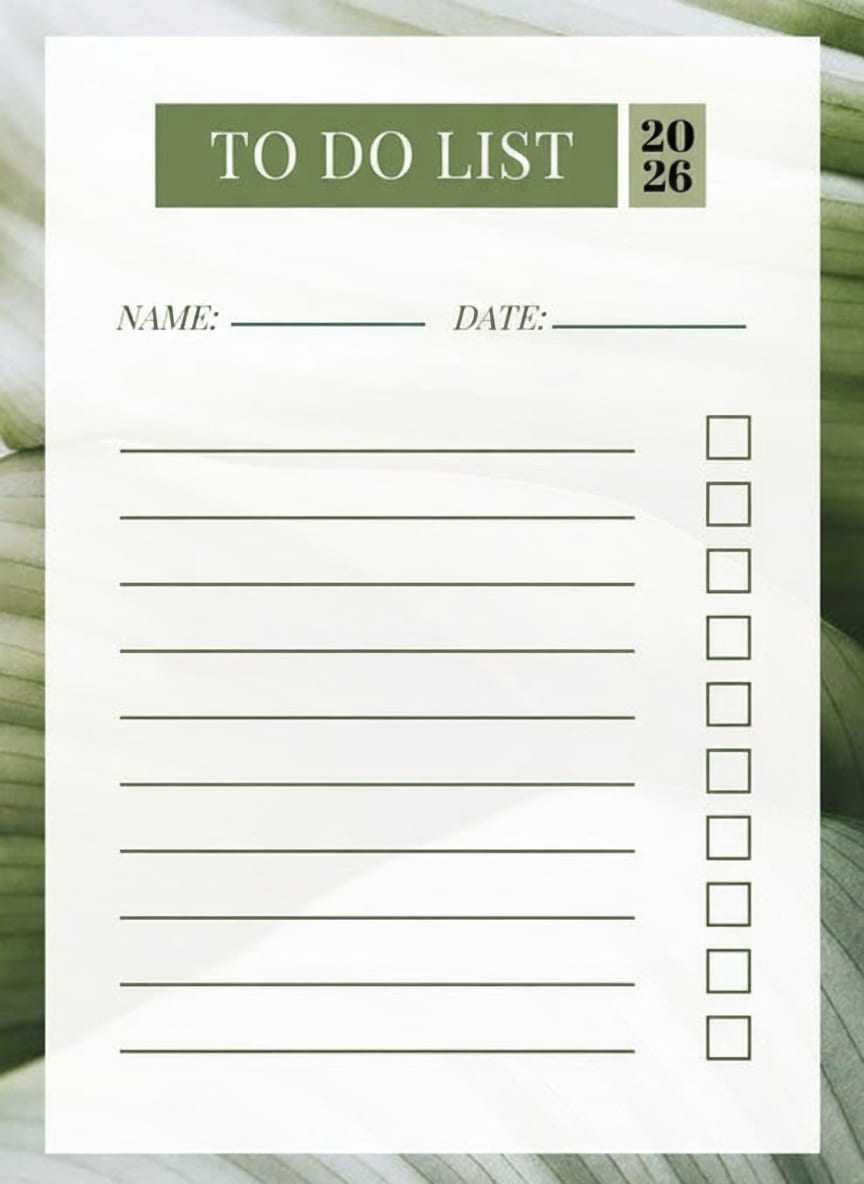 Calendrier quotidien avec liste de tâches 2026